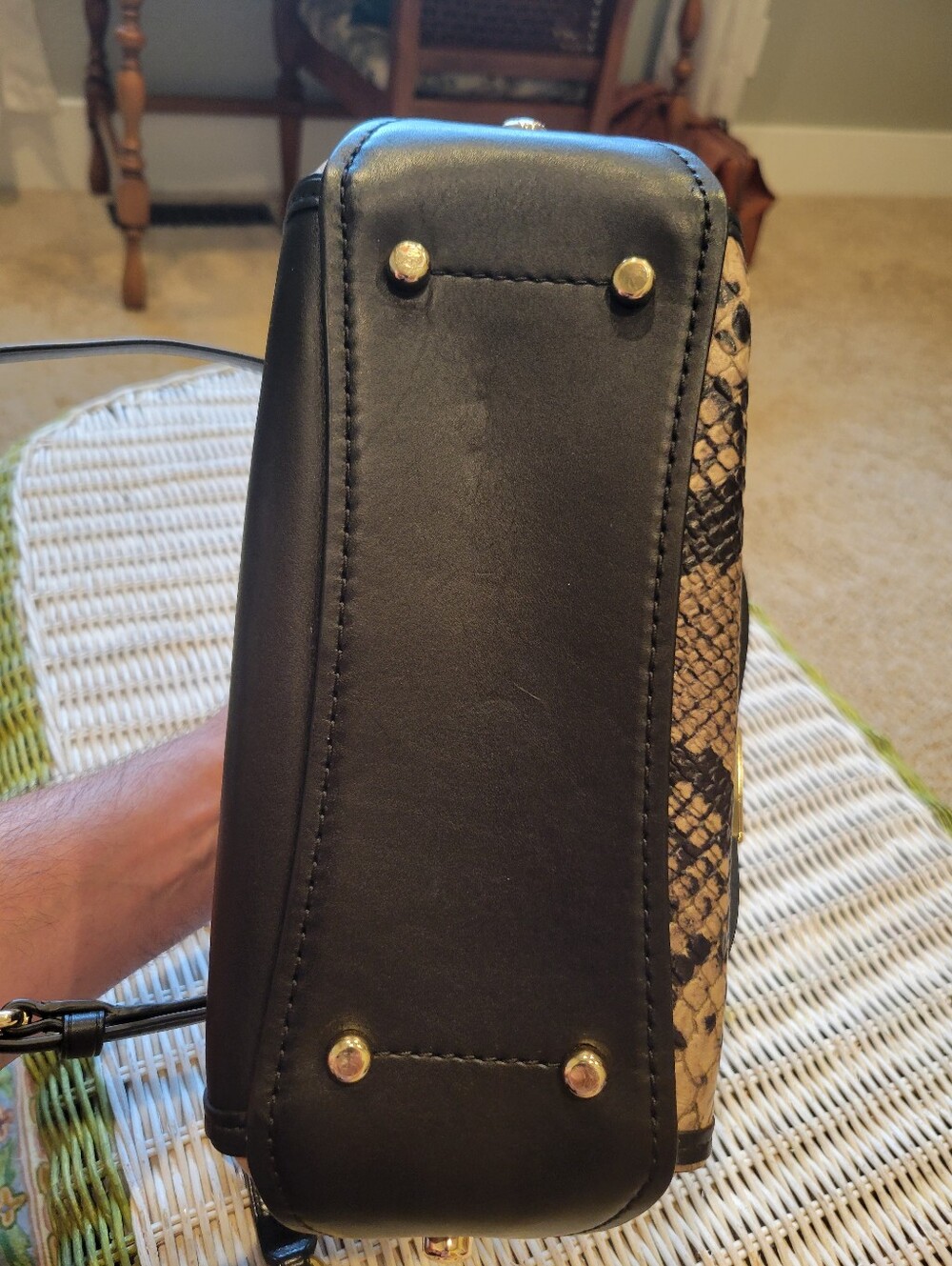 Coach Black And Tan Drifter Snake Print Bag Purse Removable Shoulder Strap - Picture 9 of 13
